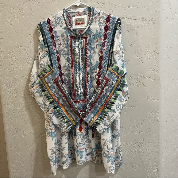 Johnny Was Tops - Beautiful Multi-colored bohemian silk blouse from Johnny Was